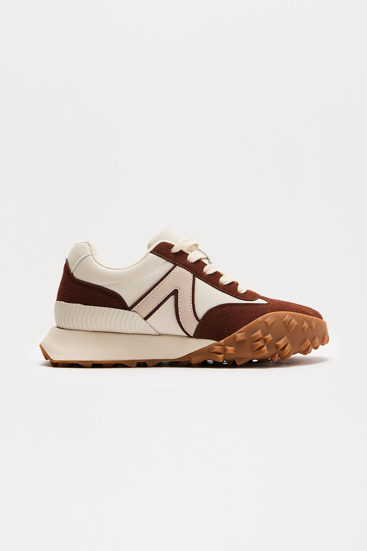 Riggs Lace Up Sneakers - Beige/Brown