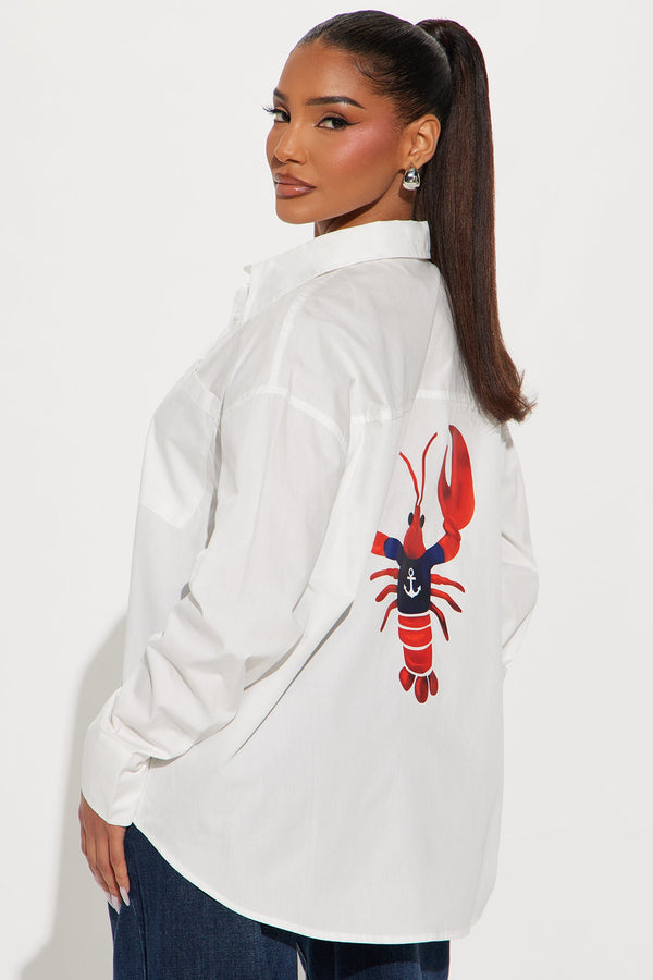 Seaside Lobster Poplin Shirt - White