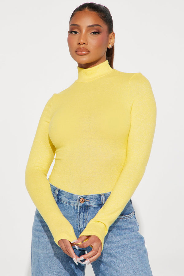 Samya Mock Neck Long Sleeve Top - Yellow