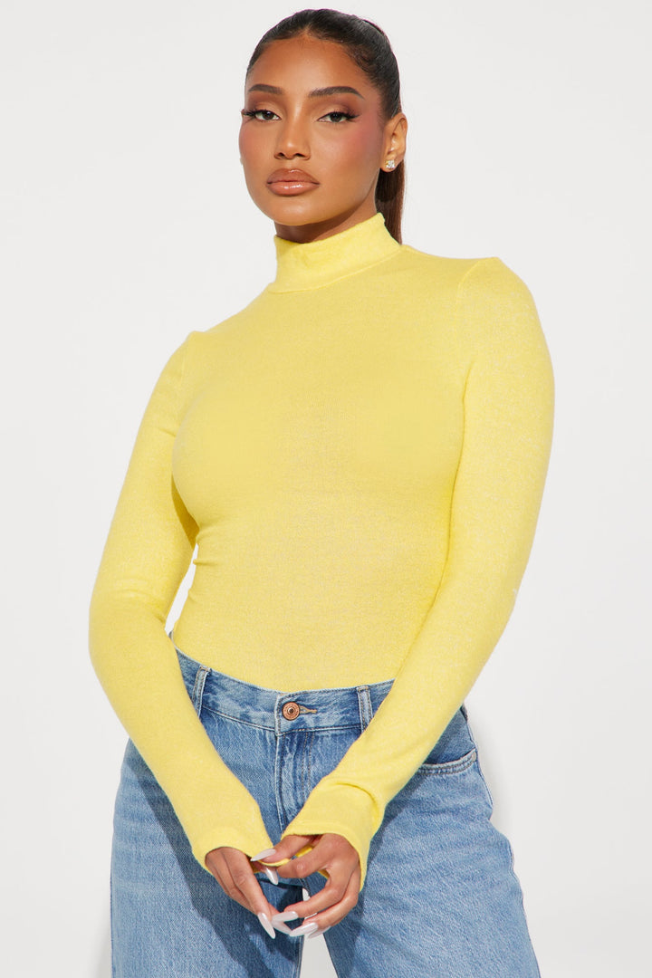 Samya Mock Neck Long Sleeve Top - Yellow