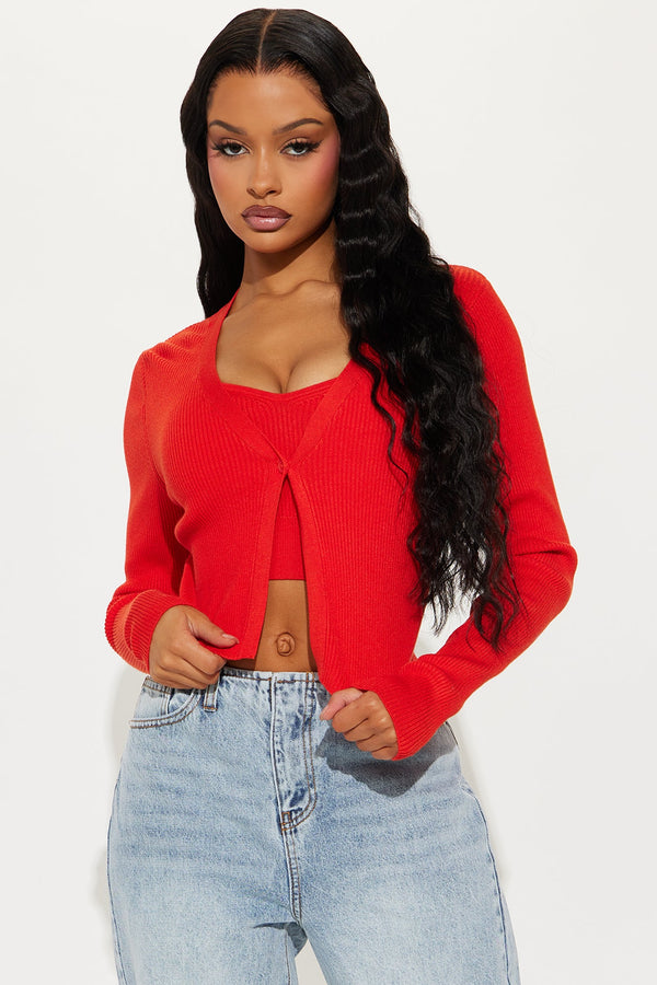 Annalise 2 Piece Sweater Set - Red