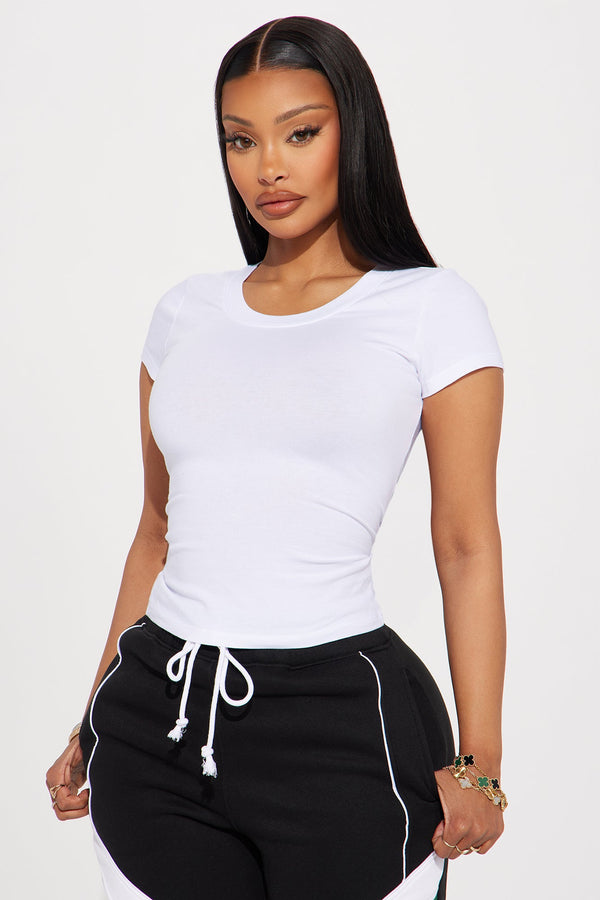 Alyssa Crew Neck Top - White