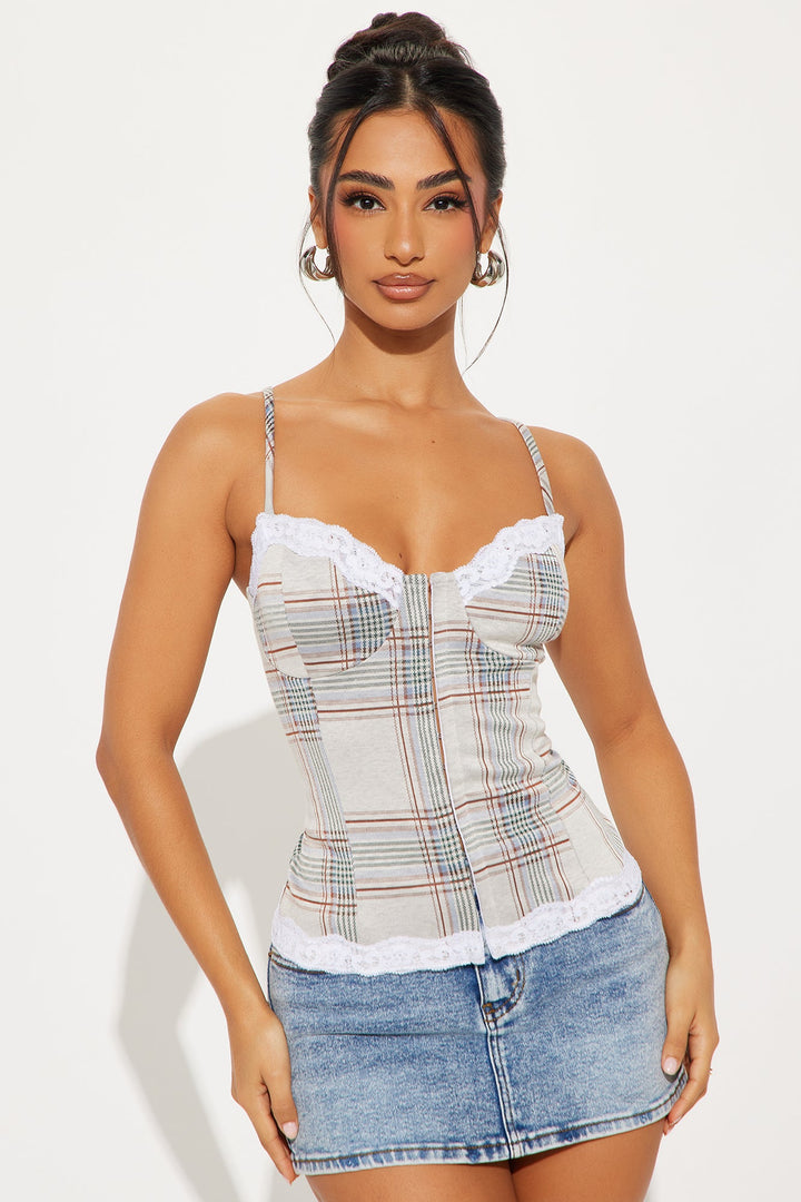 Seeing You Again Corset Top - Grey/combo