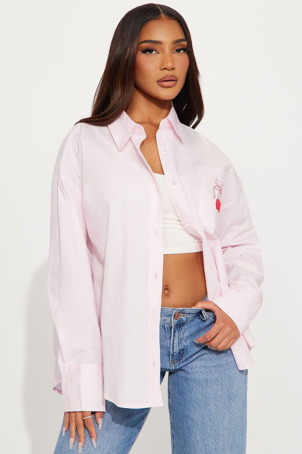 Sweet Cherries Poplin Shirt - Pink
