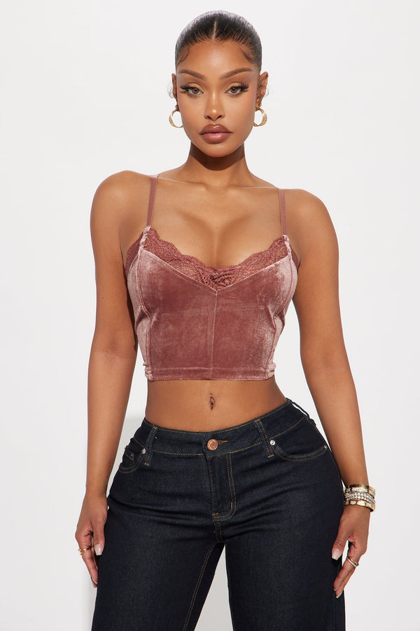 Bella Velvet Bralette Top - Mauve