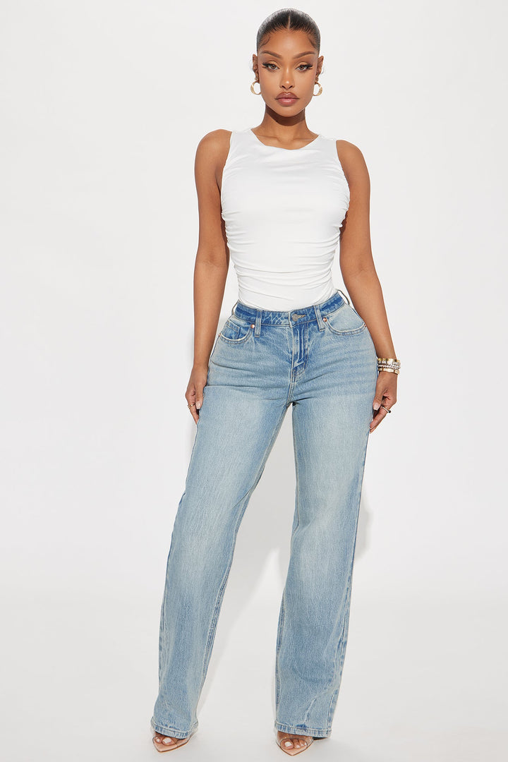 Deserved It Stretch Straight Leg Jeans - Light Wash