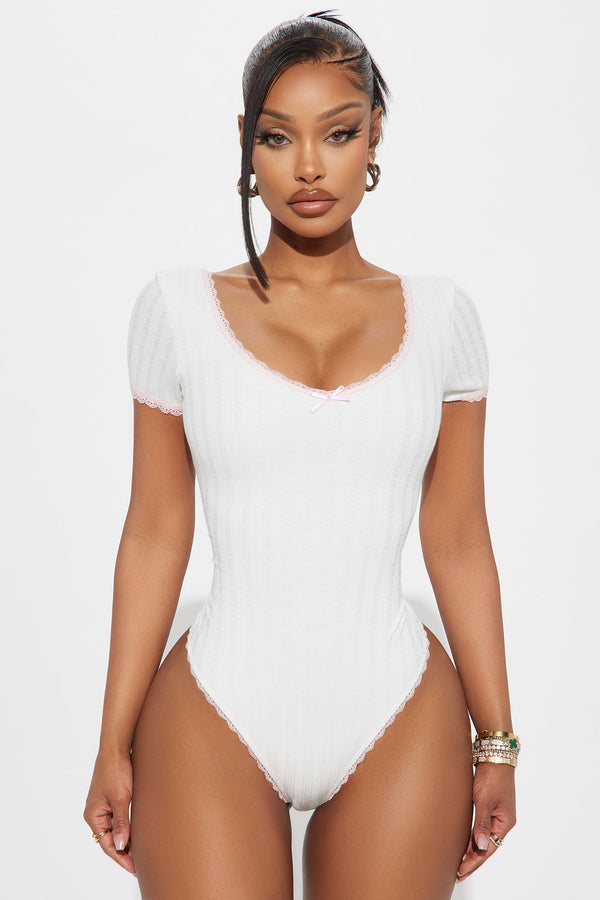 Heart Eyes For You Bodysuit - White/Pink