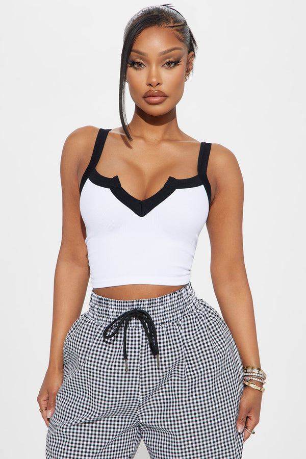 Sienna Seamless Cropped Tank - White/Black