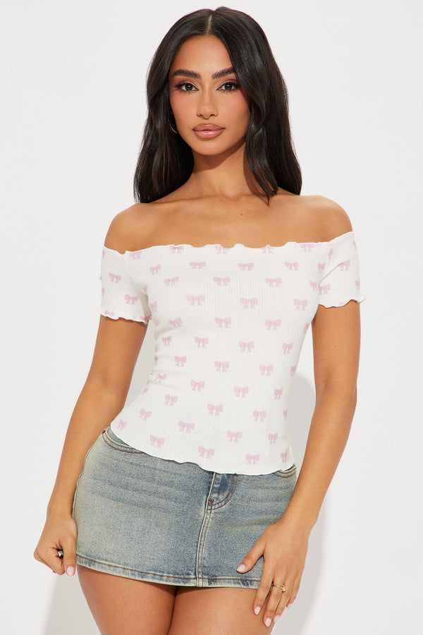 Feeling Sweet Off Shoulder Top - Pink/combo