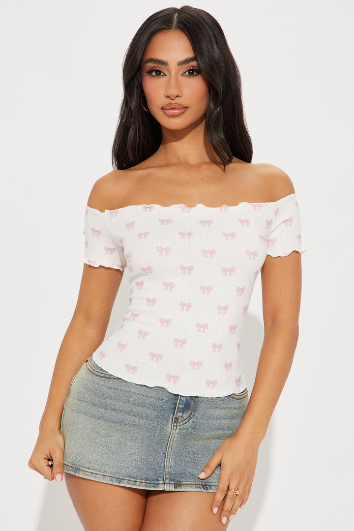 Feeling Sweet Off Shoulder Top - Pink/combo
