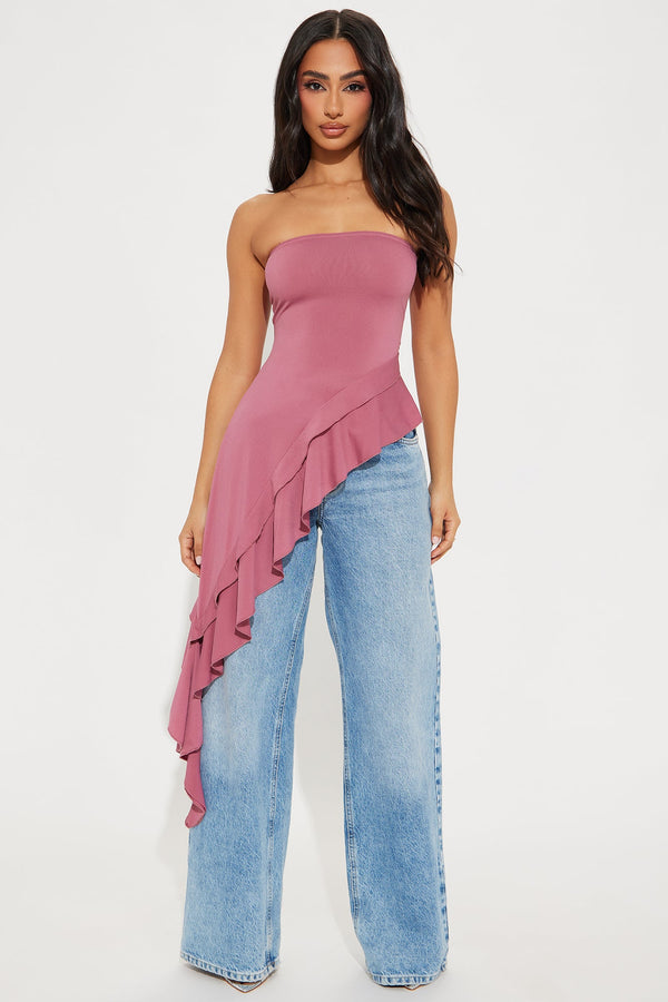 Call The Girls Asymmetrical Top - Rose