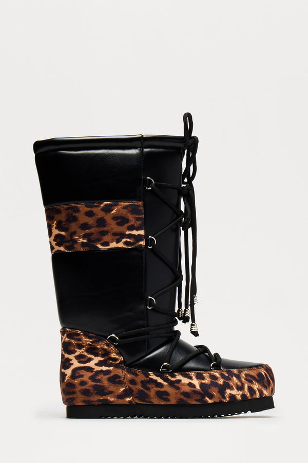 Up North Lace Up Snow Boots - Leopard