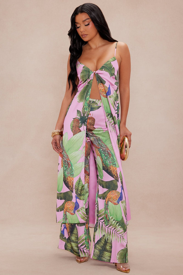 Private Island Flyaway Satin Top - Pink/combo