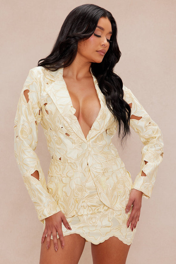 Alexandria Embroidered Blazer - Yellow