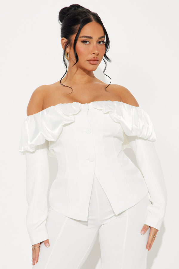 Refined Babe Off Shoulder Top - Ivory