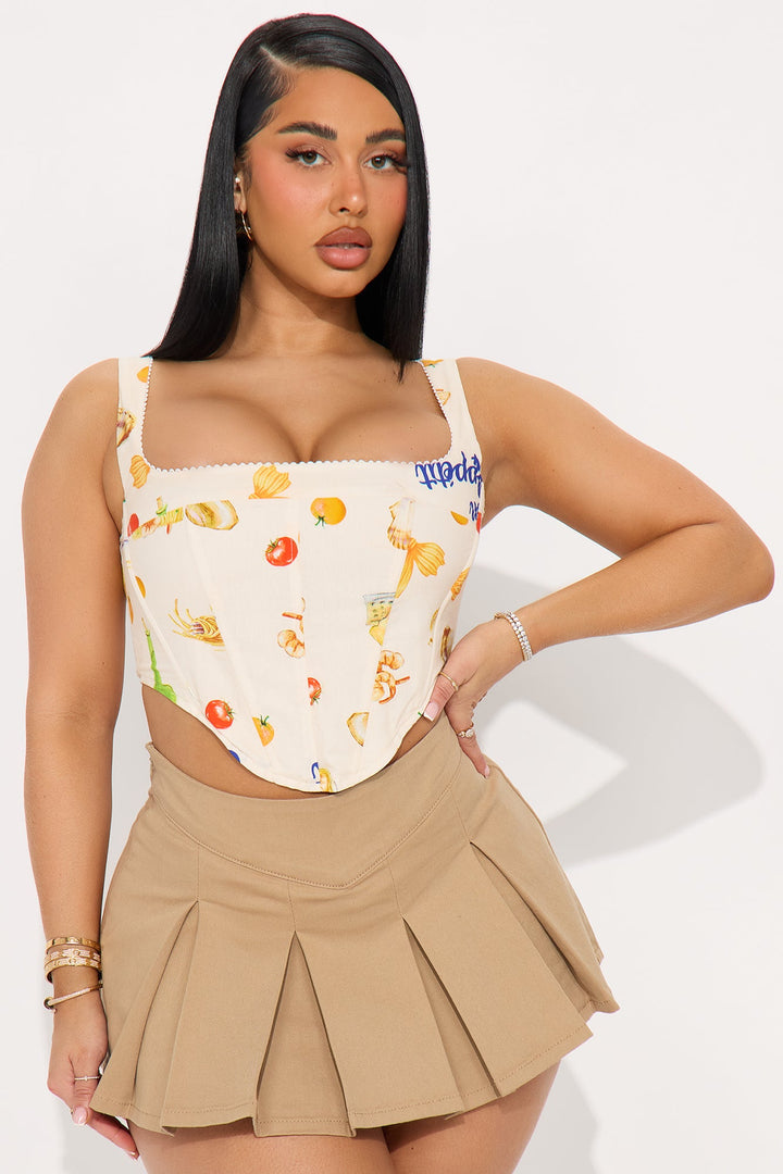 Italian Summer Corset Top - Cream/combo