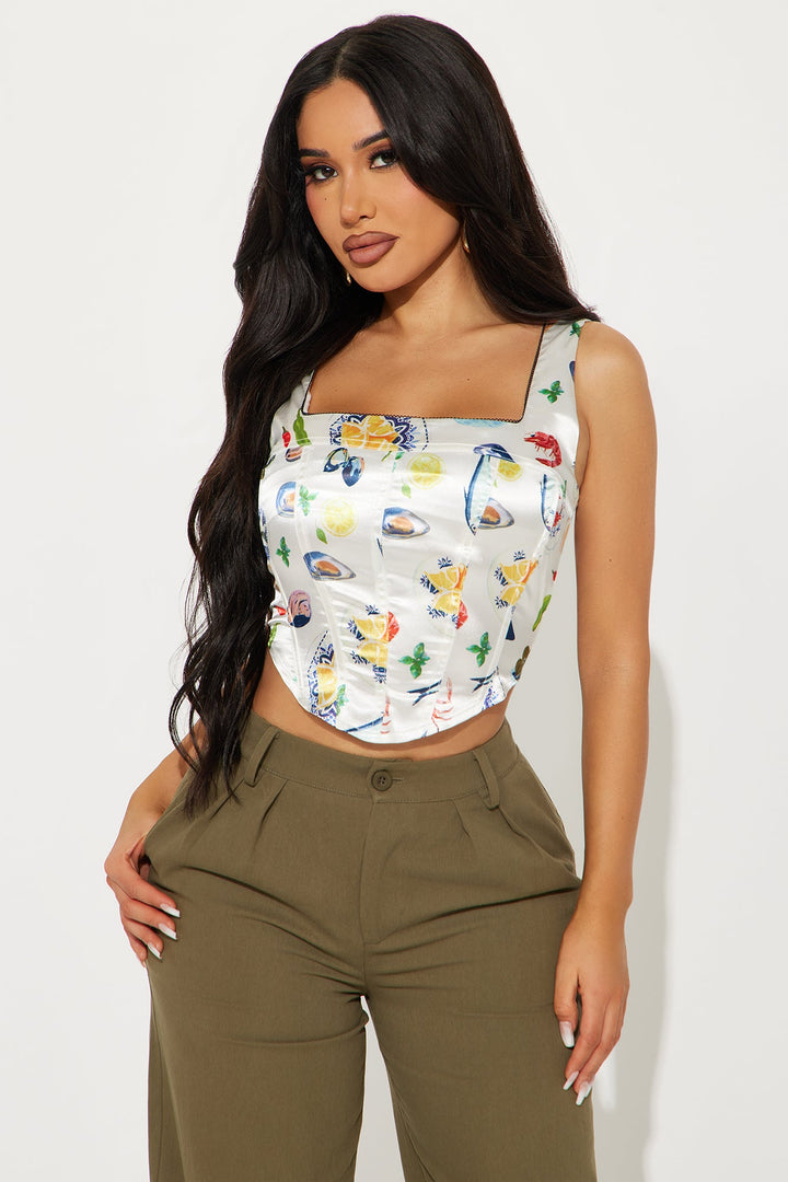 Lea Lobster Corset Top - White/combo