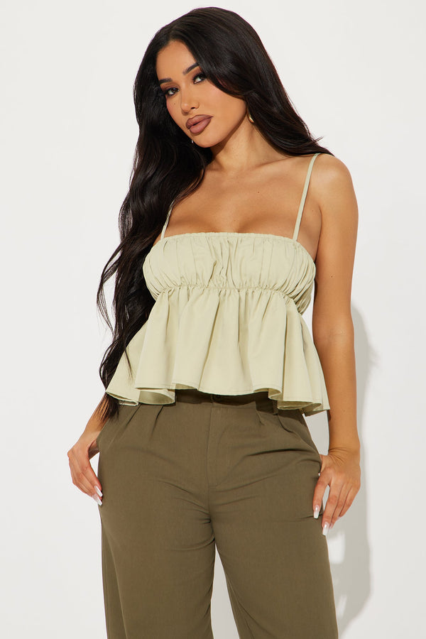 No More Promises Babydoll Top - Sage