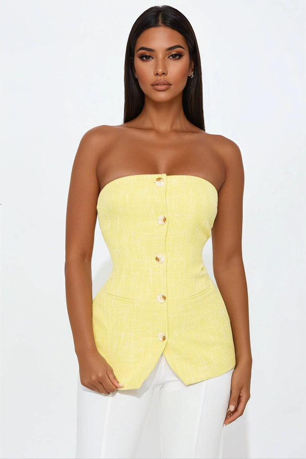 Tailored Taste Tweed Vest - Yellow