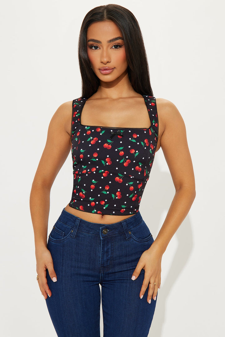 Layla Cherry Dot Top - Black/combo
