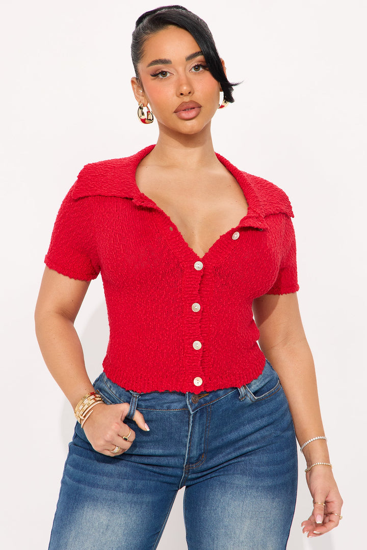 Pebble Beach Sweater Top - Red