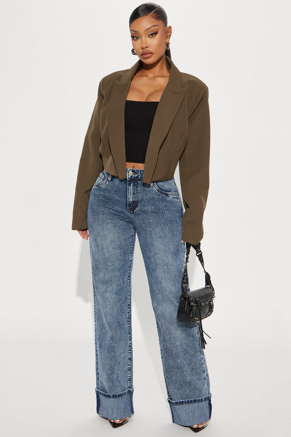 On My Radar Cuffed Wide Leg Jeans - Medium Wash