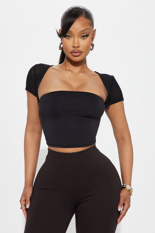 Met Your Match Short Sleeve Top - Black