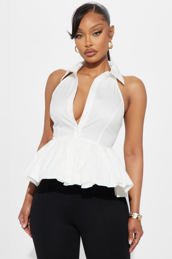 Sweet Thoughts Bubble Hem Shirt - White