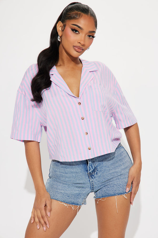 Vibrant Energy Striped Shirt - Pink/combo