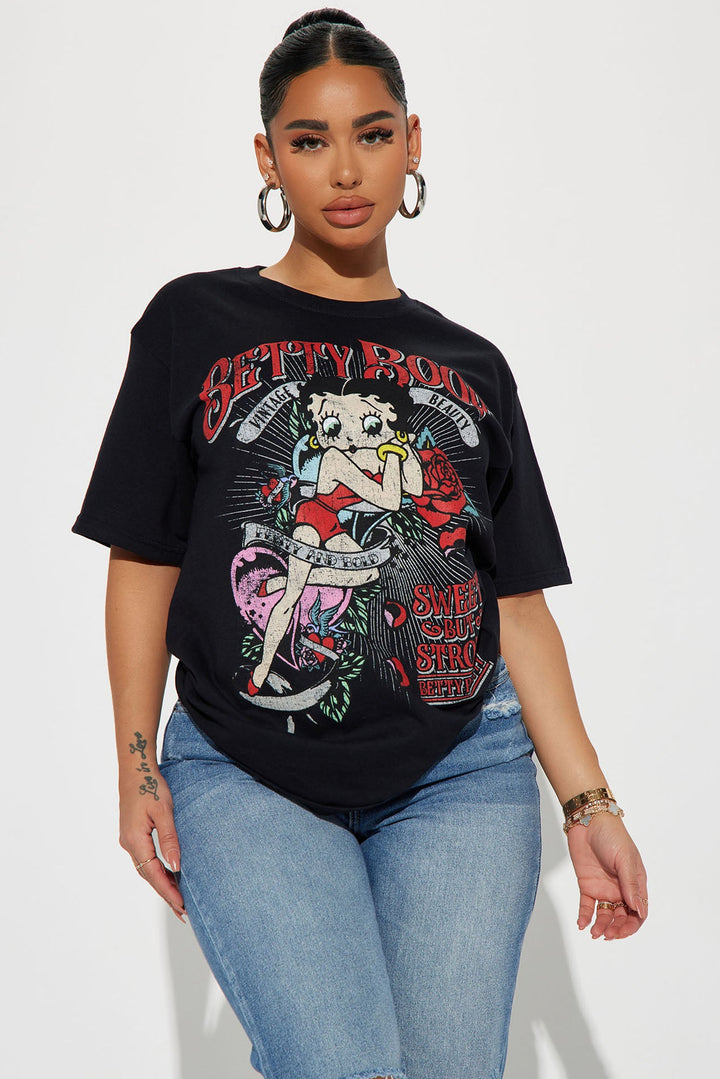 Betty Boop Oversized Graphic Tee - Black