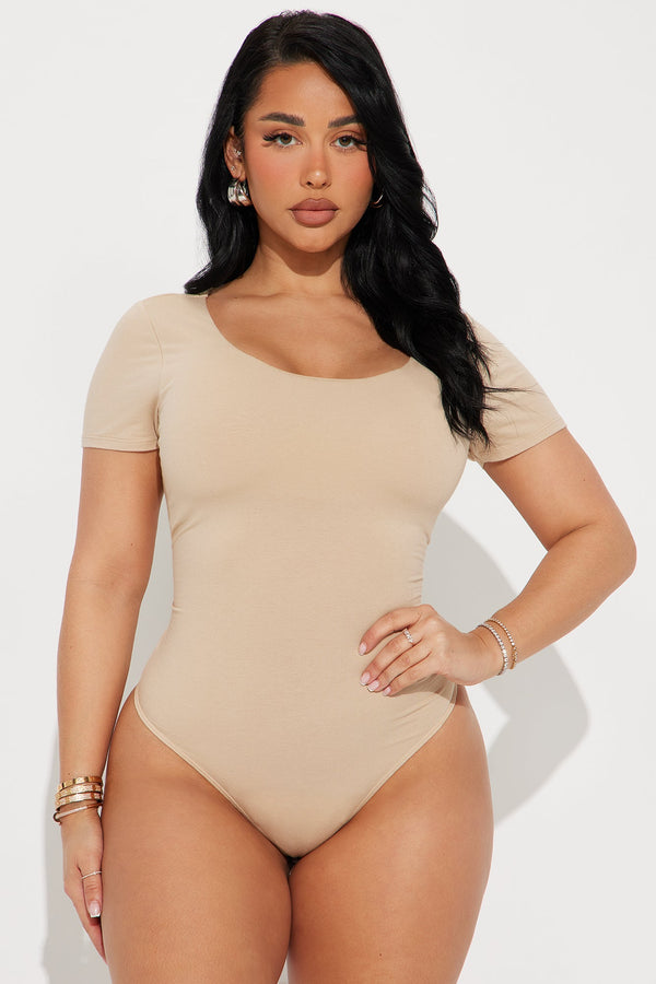 Veronica Double Lined Jersey Bodysuit - Sand
