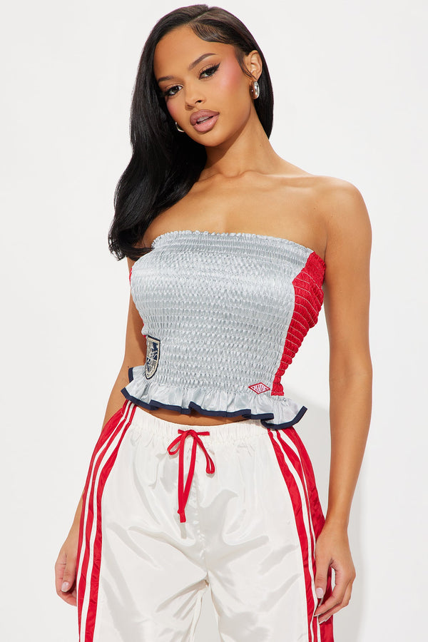 Shoot Your Shot Smocked Top - Grey