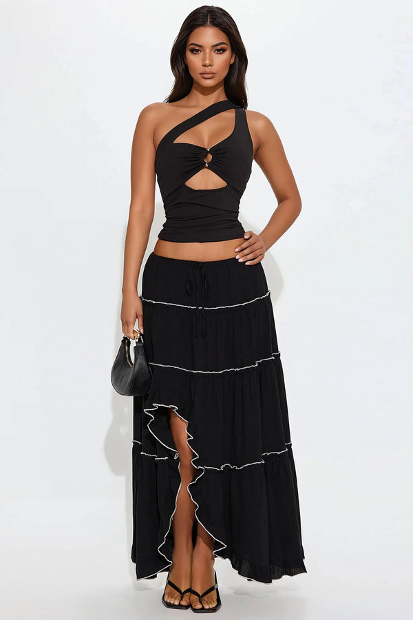 Beatrix One Shoulder Top - Black