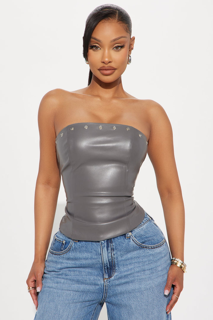 Kendra Hardware Strapless Top - Grey