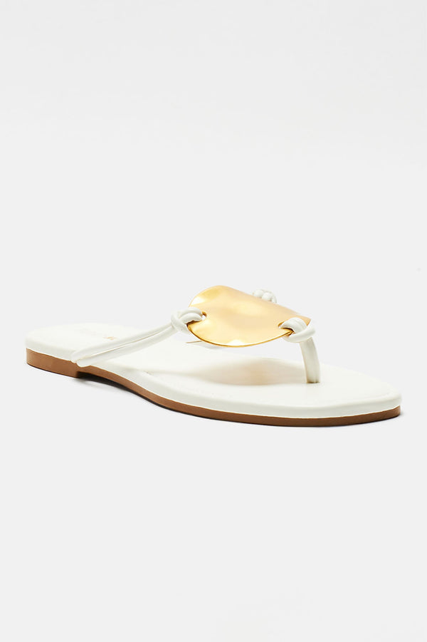 Woke Up In Tulum Flat Sandals - White
