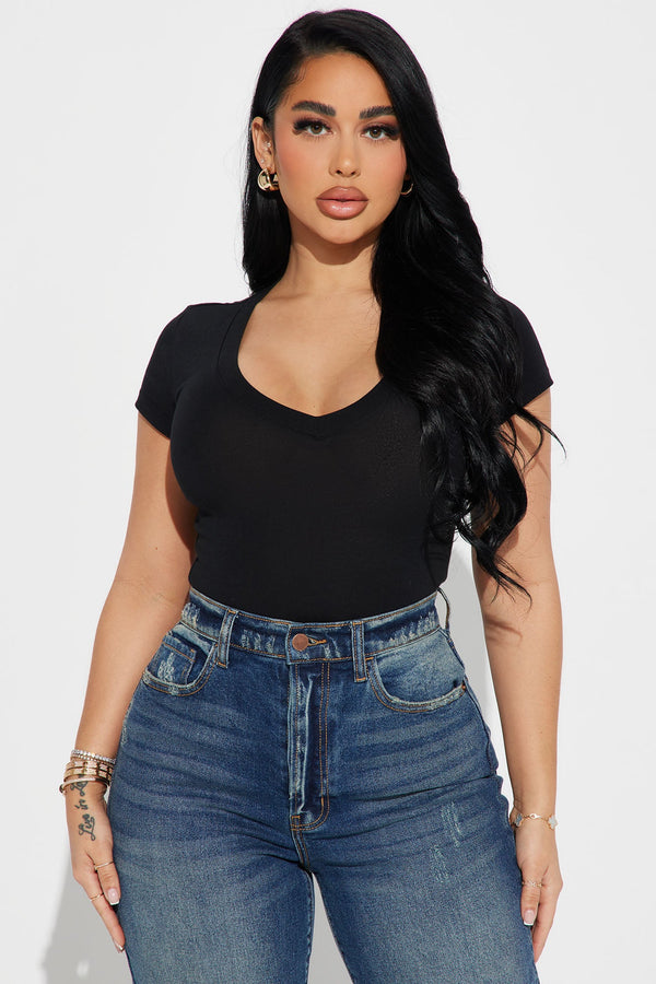 Ashley V-Neck Top - Black