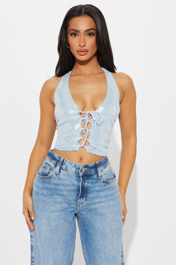 Show Stopper Halter Top - Light Blue
