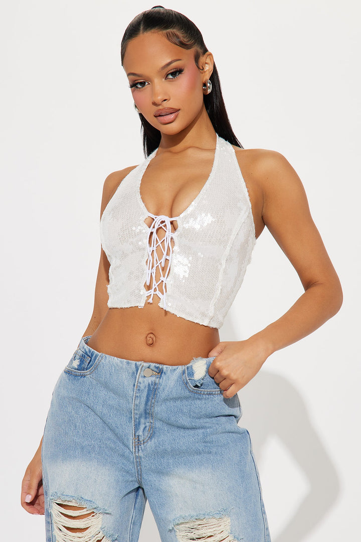 Show Stopper Halter Top - White