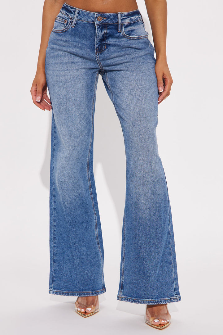 Flare For You Wide Leg Jeans - Medium Wash