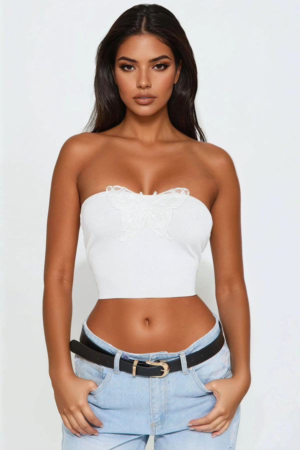 Fly Away With Me Tube Top - White