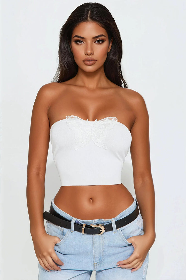 Fly Away With Me Tube Top - White