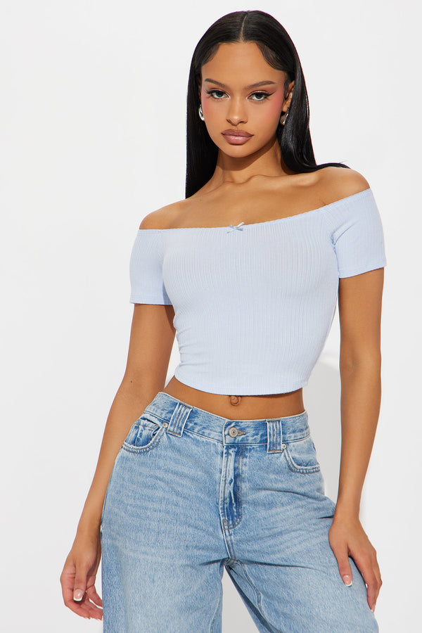 Girly Things Off Shoulder Top - Blue