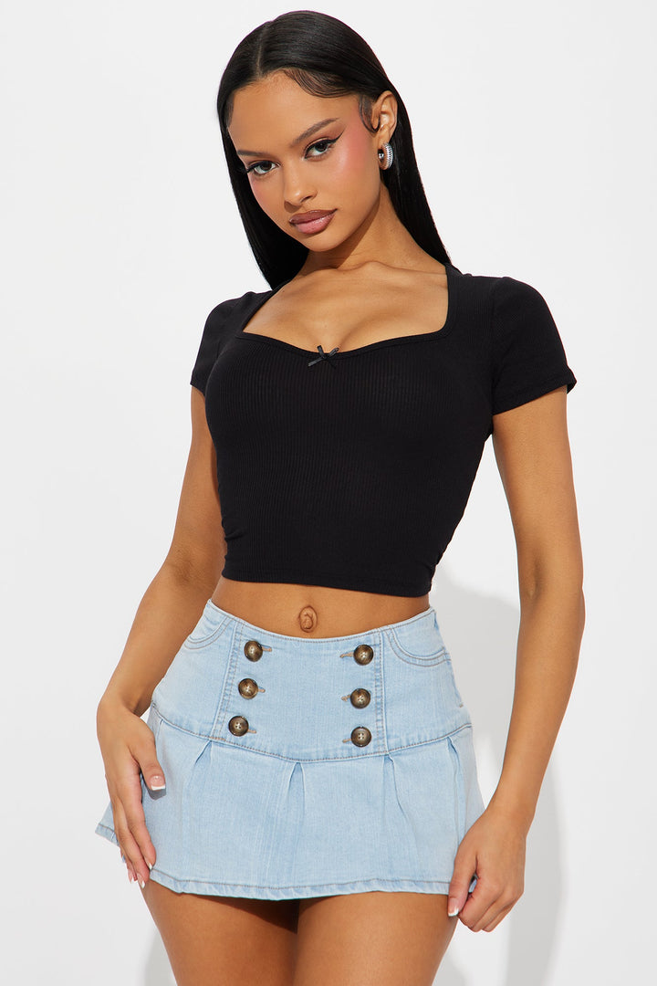 Rory Ribbed Short Sleeve Baby Tee - Black