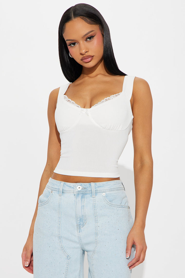 Sweet Memories Ribbed Top - White