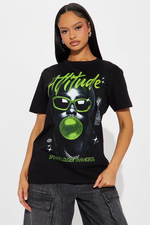 Attitude Runs Deep Oversized Tee - Black