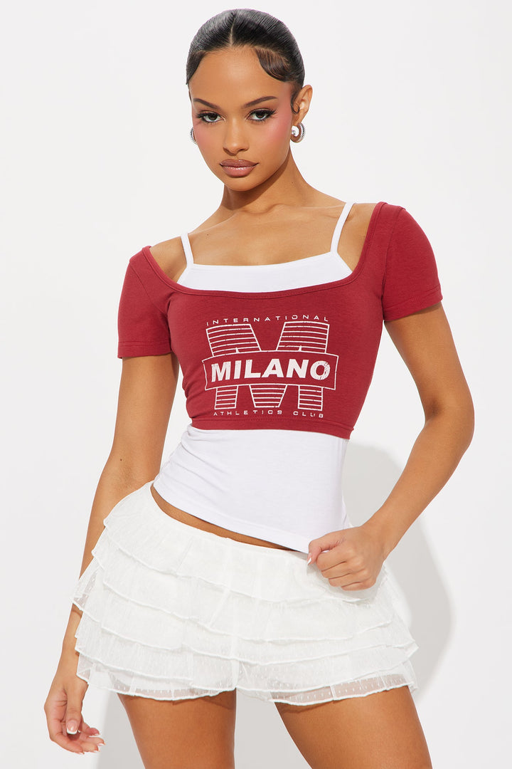 Milano 2 Piece Top - Red/combo