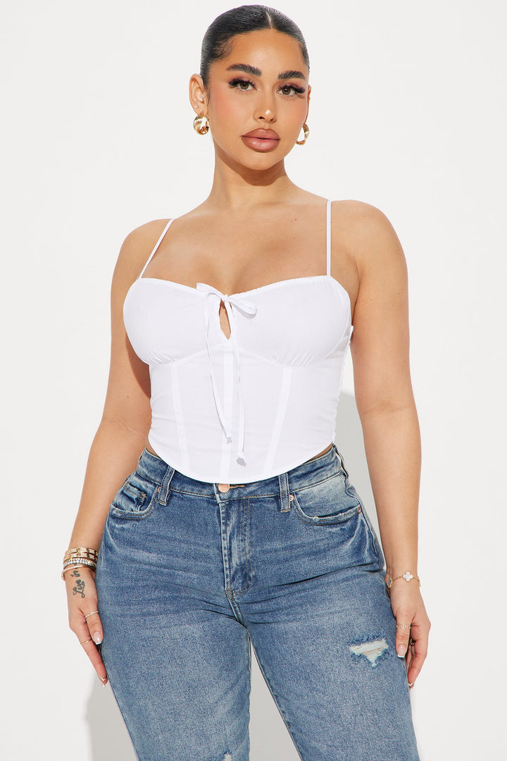 Araya Poplin Corset Top - White