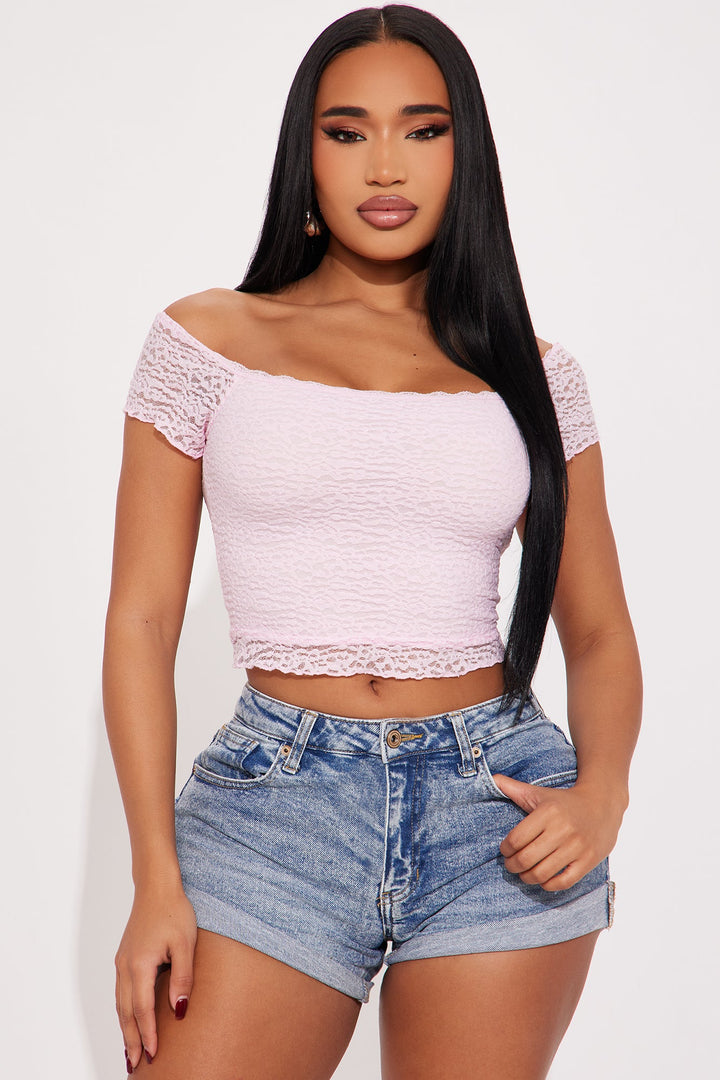 Journee Off Shoulder Lace Top - Pink