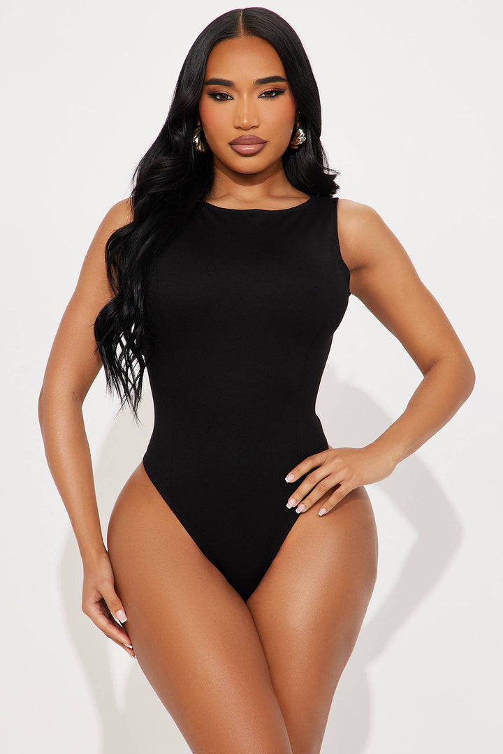 Juniper High Neck Backless Bodysuit - Black