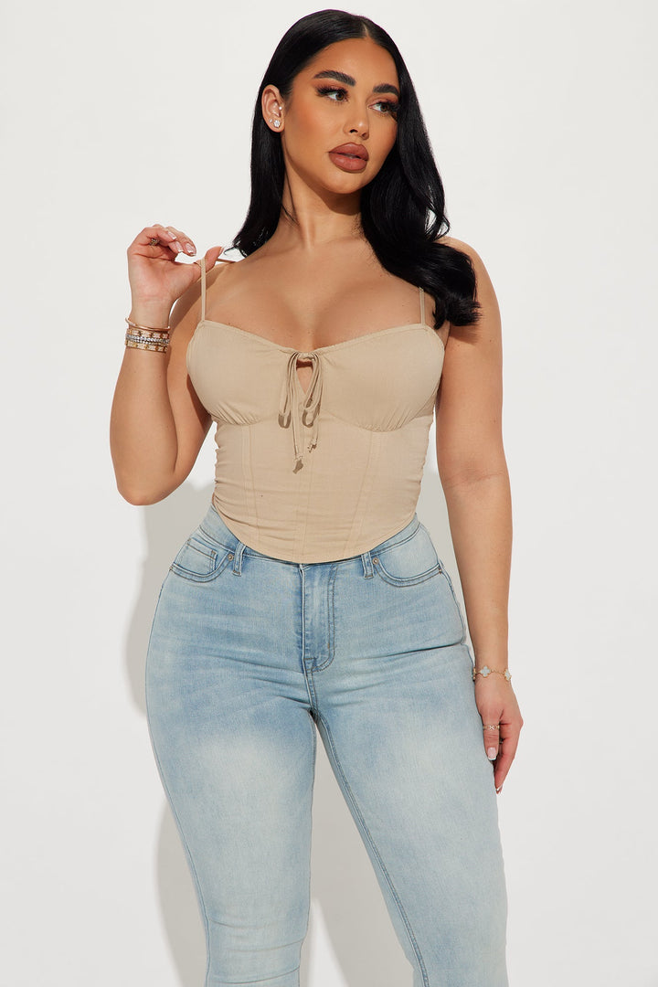 Araya Poplin Corset Top - Sand